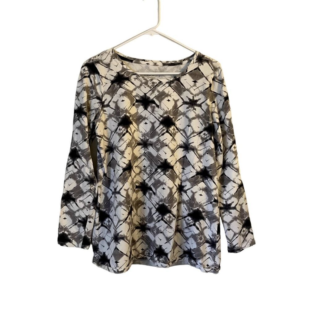 Purejill print long sleeved tee comfortable casual top geometric design